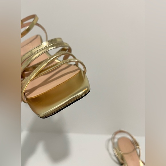 J Crew Layne strappy sandal block heel in gold metallic leather CA048 NEW NO BOX - Picture 10 of 10